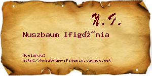 Nuszbaum Ifigénia névjegykártya